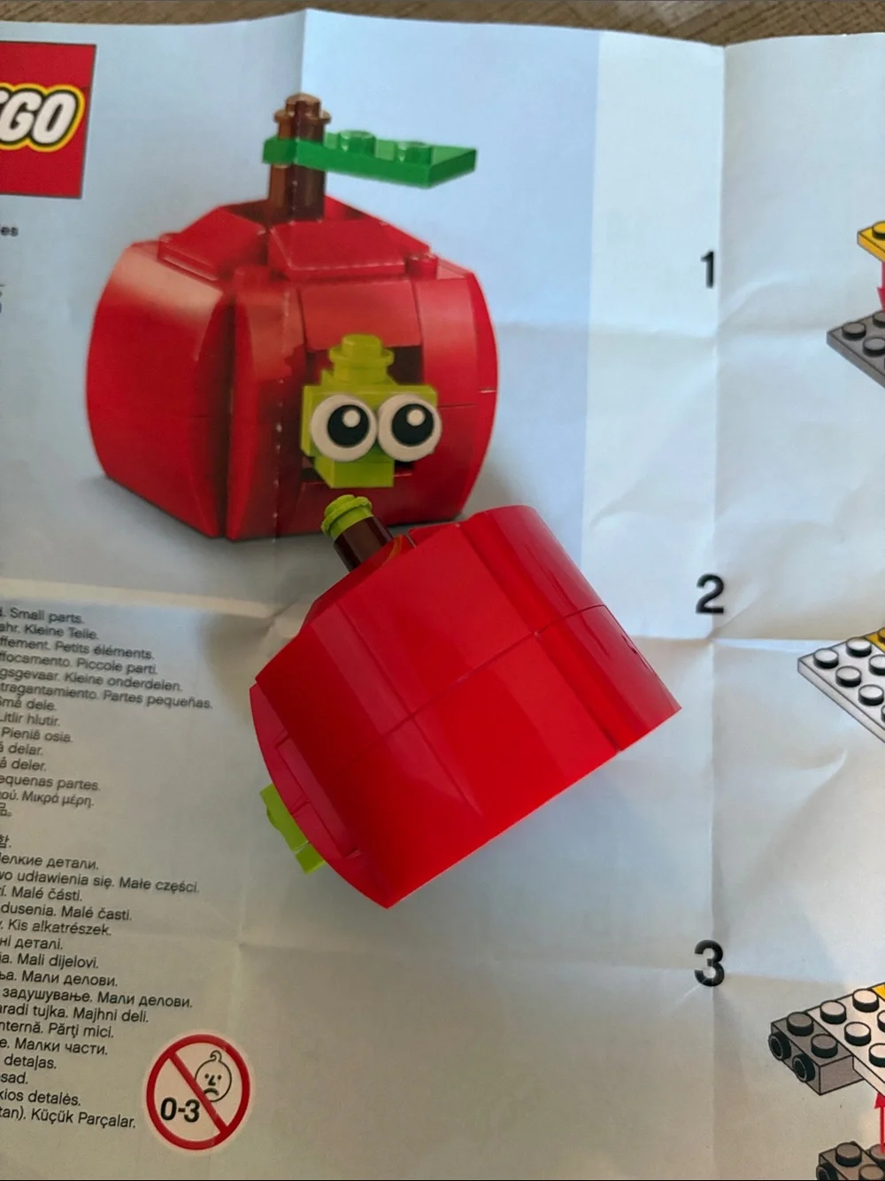 LEGO Red Apple Mini Build with Green Leaf and Brown Stem